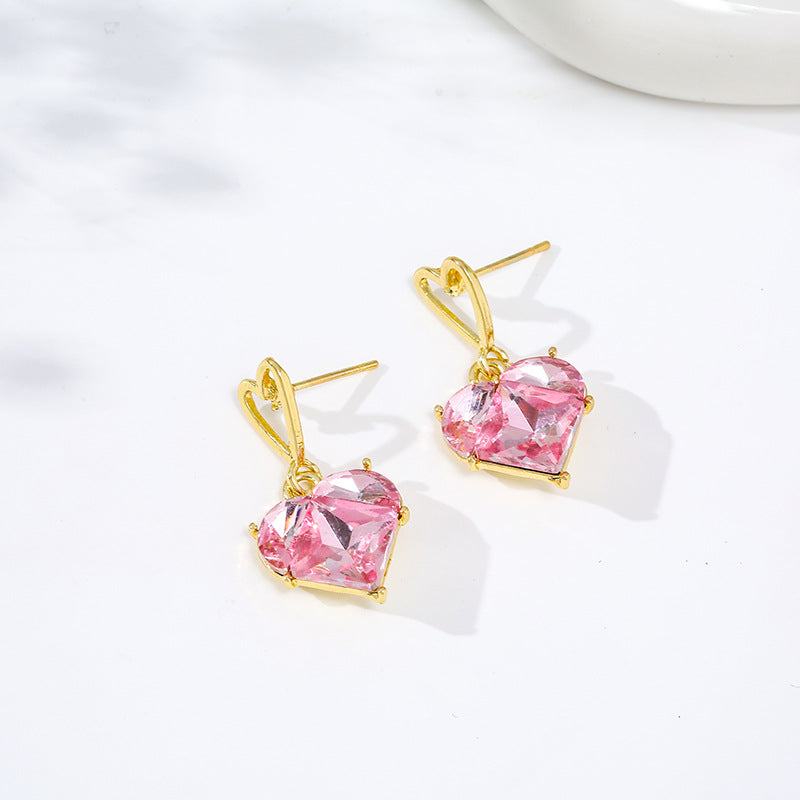 Heart-shaped Crystal Super Flash Earrings jlt13128