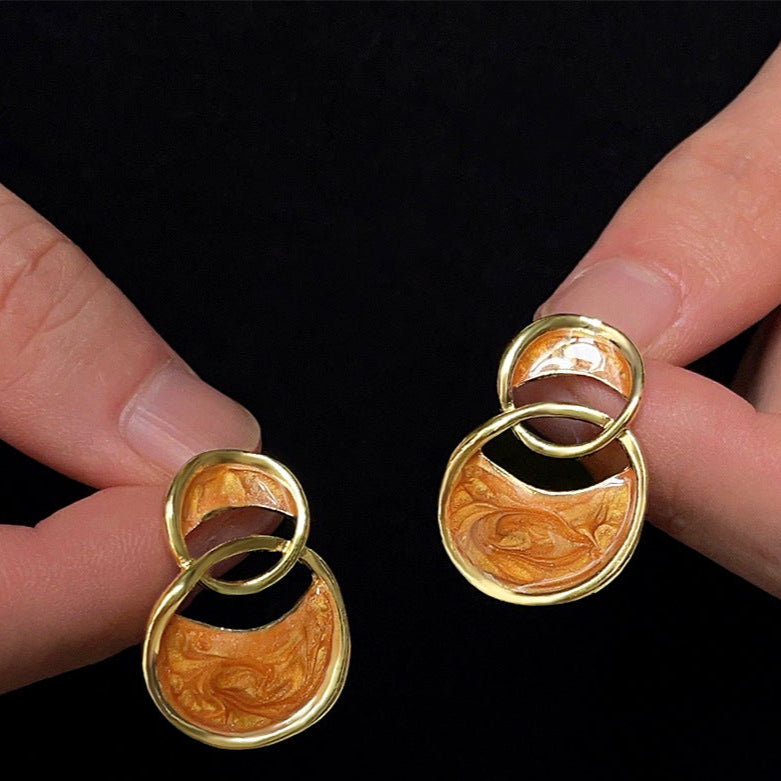 double ring drip glaze earrings jlt13134