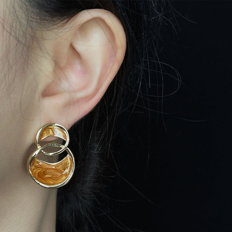 double ring drip glaze earrings jlt13134
