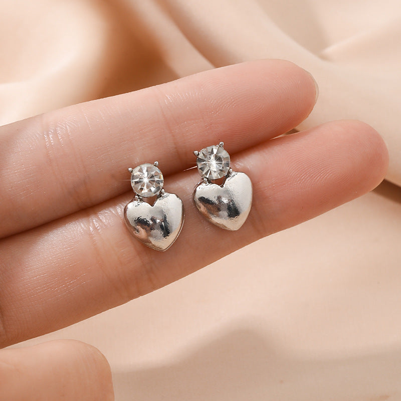 metal glossy heart zircon earrings jlt13138