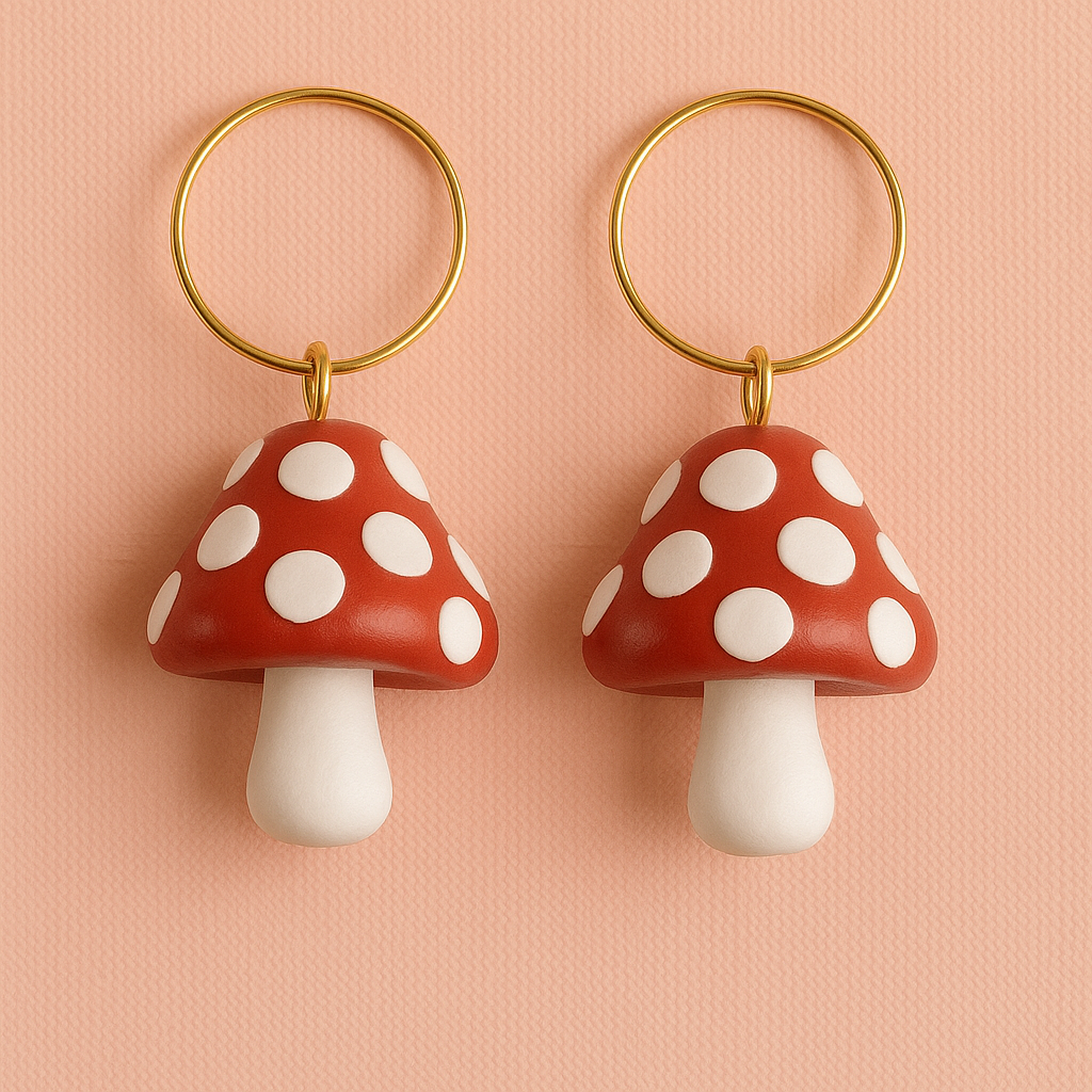 three-dimensional oil drip copper dopamine big mushroom earrings jlt13176