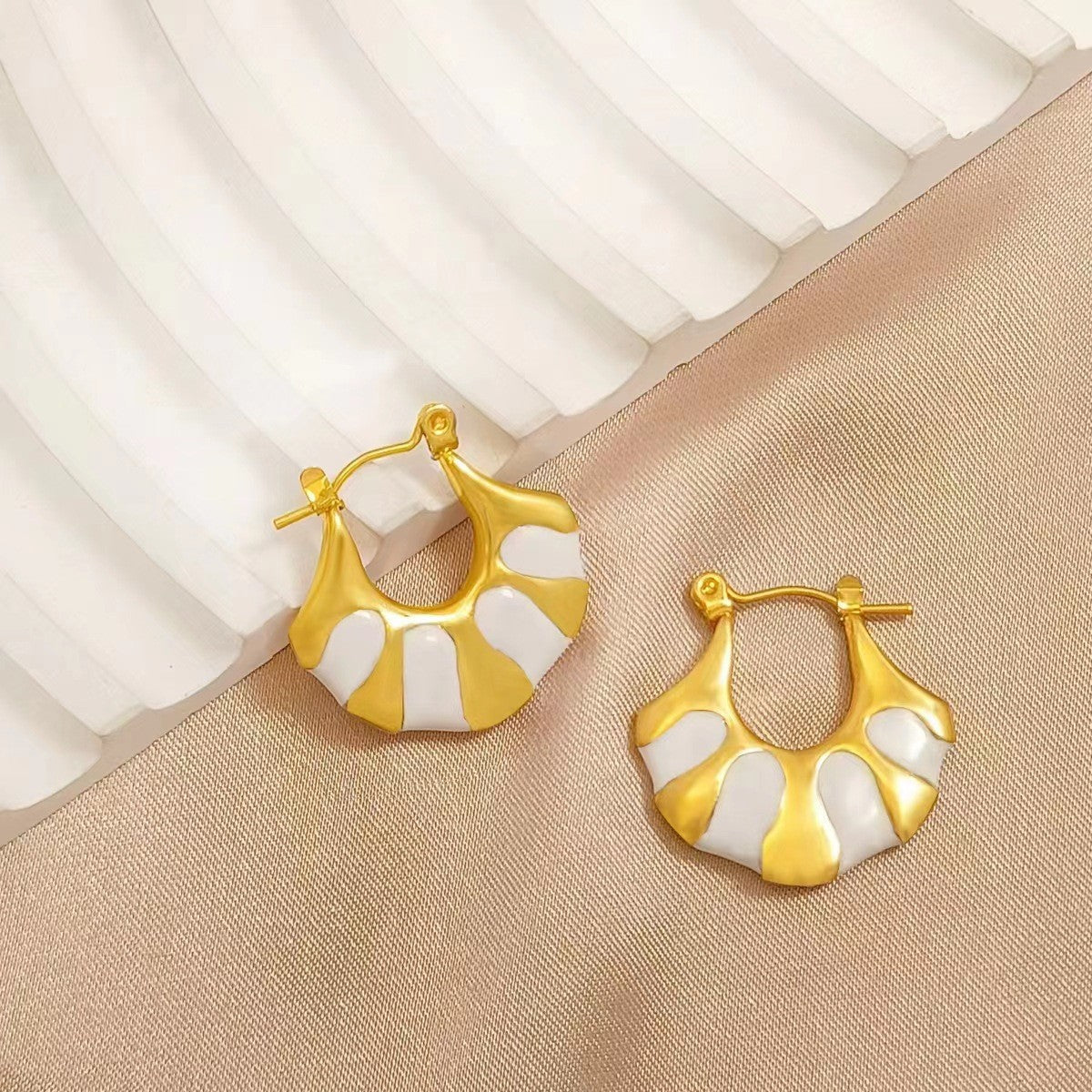 Circular rings oil dripping non fading  earrings jlt13200