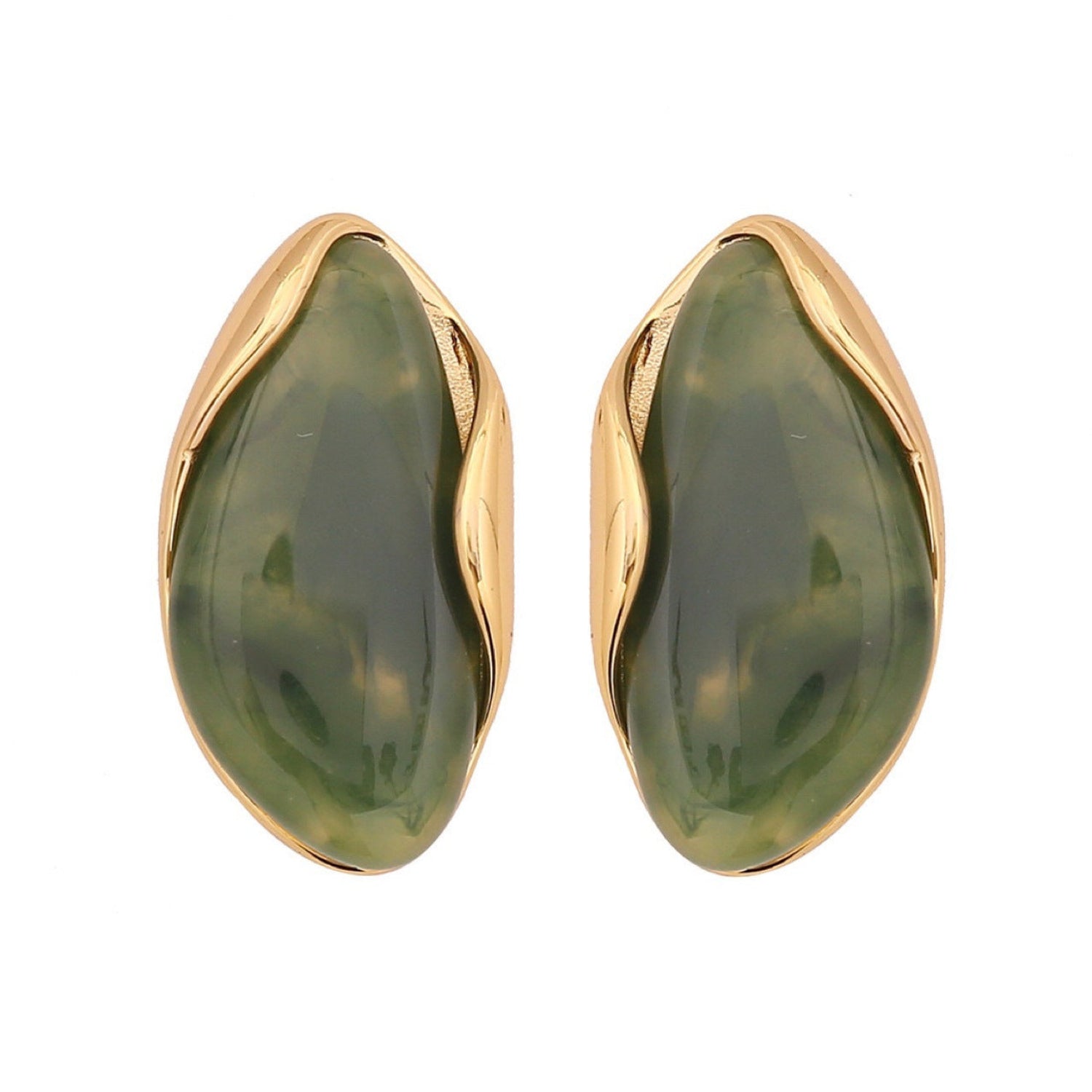 resin amber stainless steel earrings jlt13247