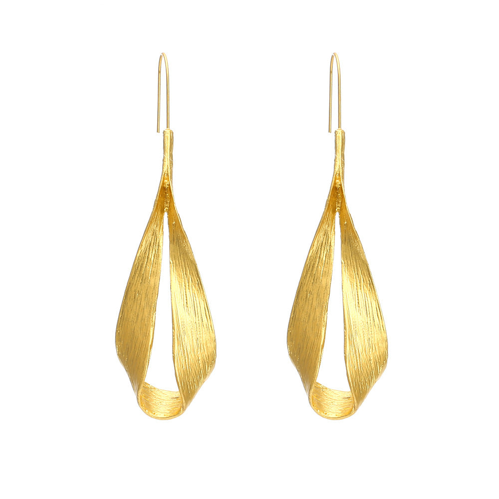 Retro teardrop-shaped leaf hook earrings jlt13263