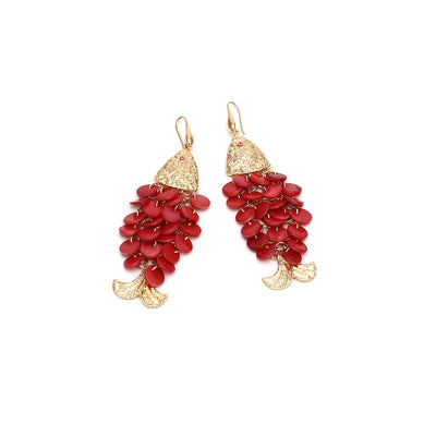 style pure hand-woven shell tassel earrings retro fish earrings jlt13264