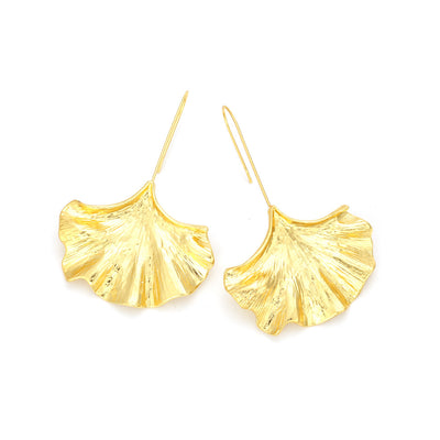 exaggerated long alloy ginkgo leaf earrings jlt13265