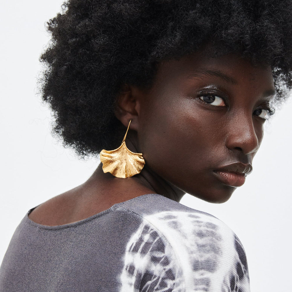 Inspired long alloy ginkgo leaf earrings jlt13265
