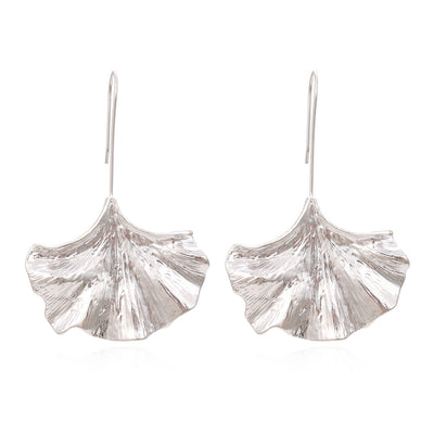 exaggerated long alloy ginkgo leaf earrings jlt13266