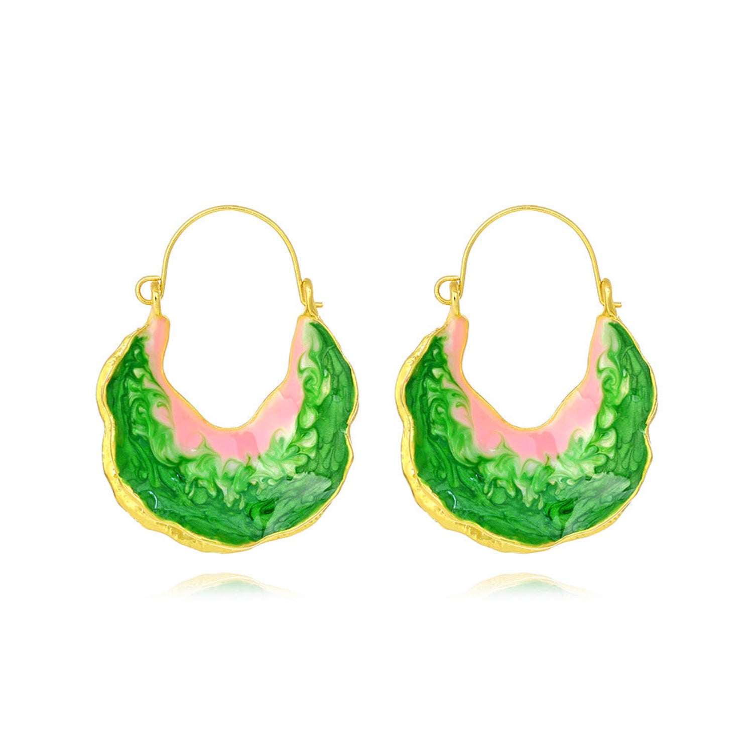 Oil drop shape leaf earrings exaggerated enamel leaf earrings jlt13276