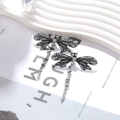 alloy diamond dragonfly earrings pendant earrings retro texture insect earrings cross-border earrings for women jlt13284