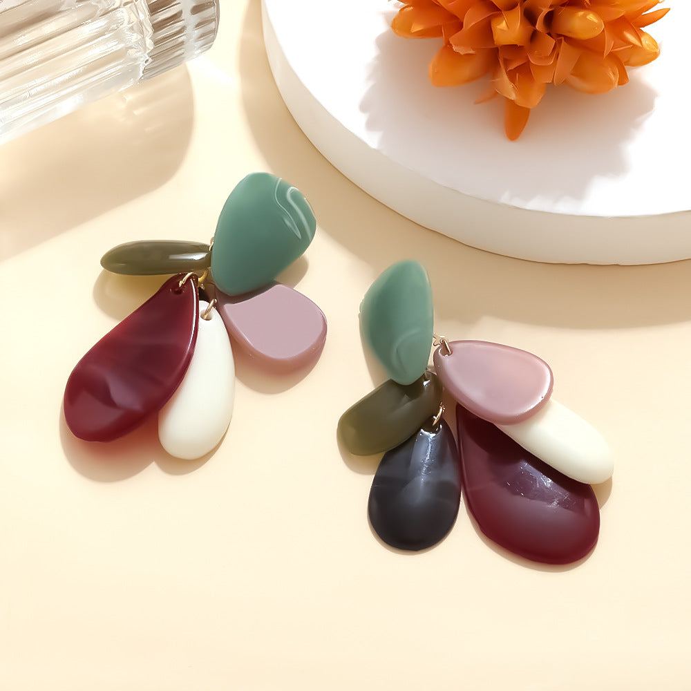 simple irregular handmade geometric resin earrings personality all-match irregular multi-layer resin earrings for women jlt13286