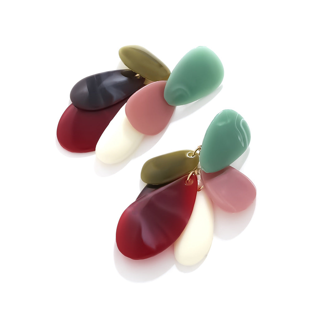 simple irregular handmade geometric resin earrings personality all-match irregular multi-layer resin earrings for women jlt13286