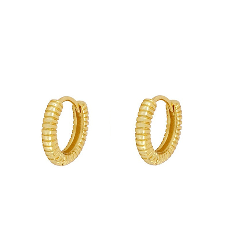 Just Lil Things Textured Ribbed Gold Hoop Earrings jlt13290