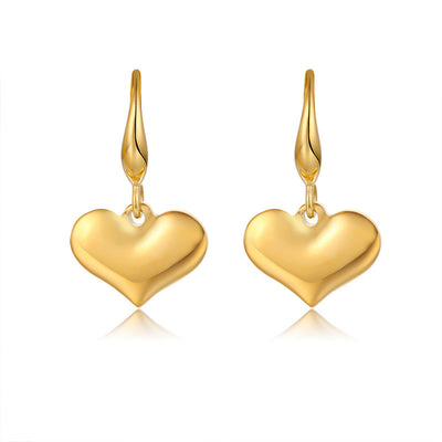 French retro three-dimensional love titanium steel earrings for women metal glossy full heart pendant temperament earrings jlt13292