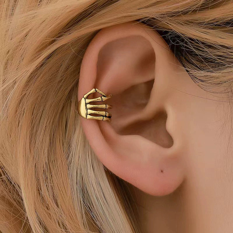 Just Lil Things Skeleton Hand Ear Cuff – Adjustable No-Piercing Claw Grip Design jlt13309