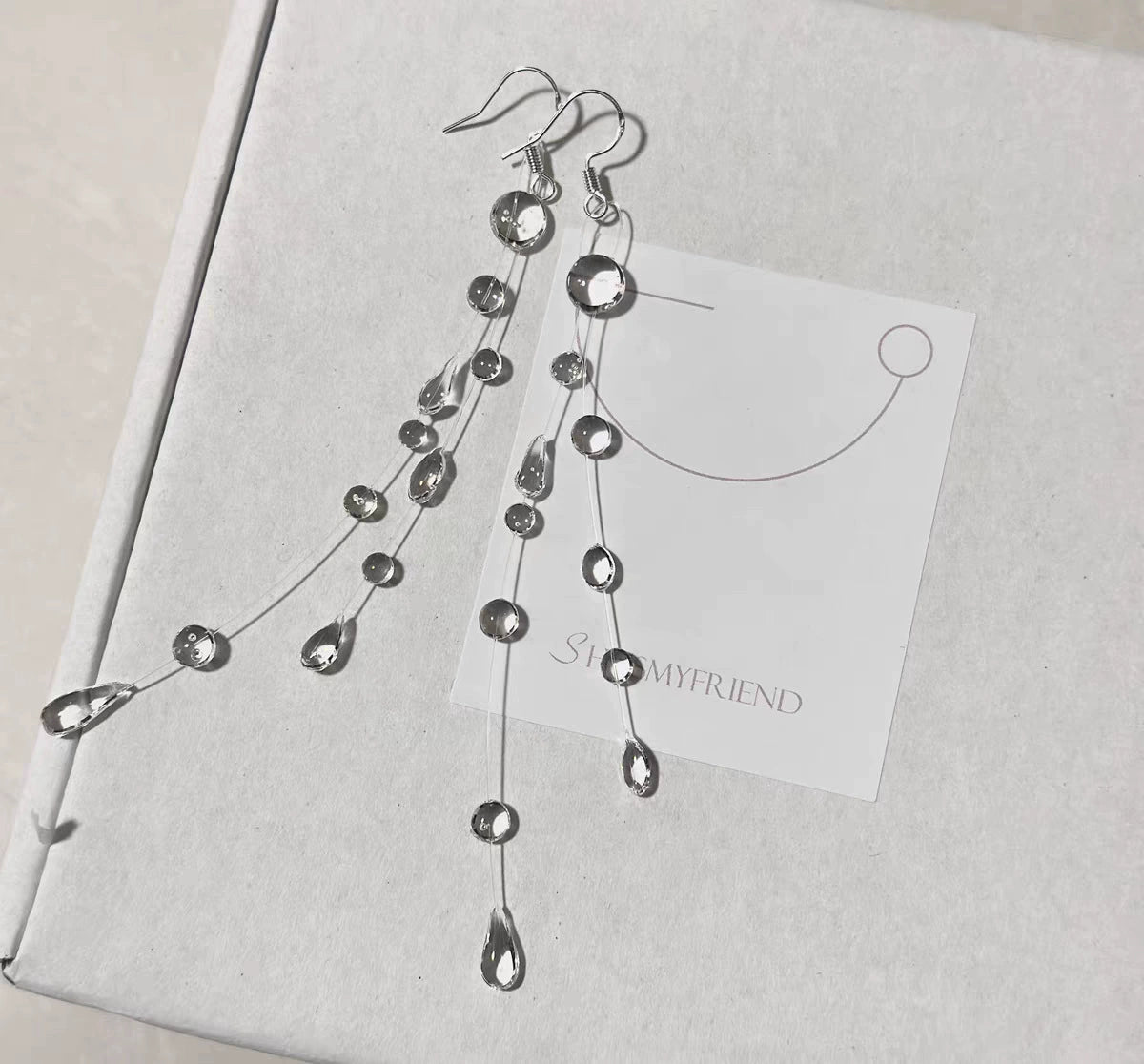 Just Lil Things Crystal Cascade Drop Earrings – Long Thread Design with Floating Beads  jlt13311