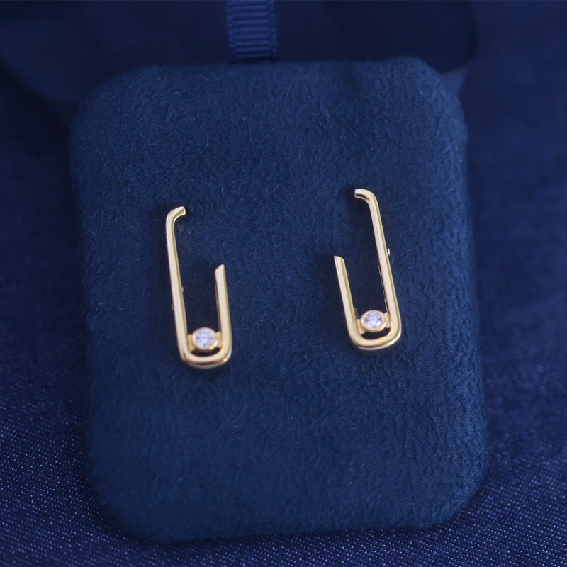 Just Lil Things Minimalist Gold-Toned Open Bar Earrings with Single Crystal Accent jlt13321