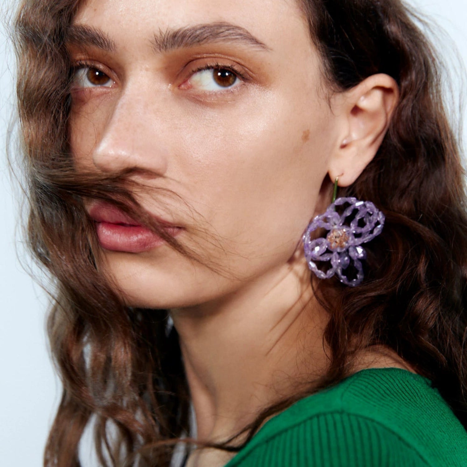 Just Lil Things Lavender Bloom Beaded Earrings – Pastel Purple Floral Design jlt13320