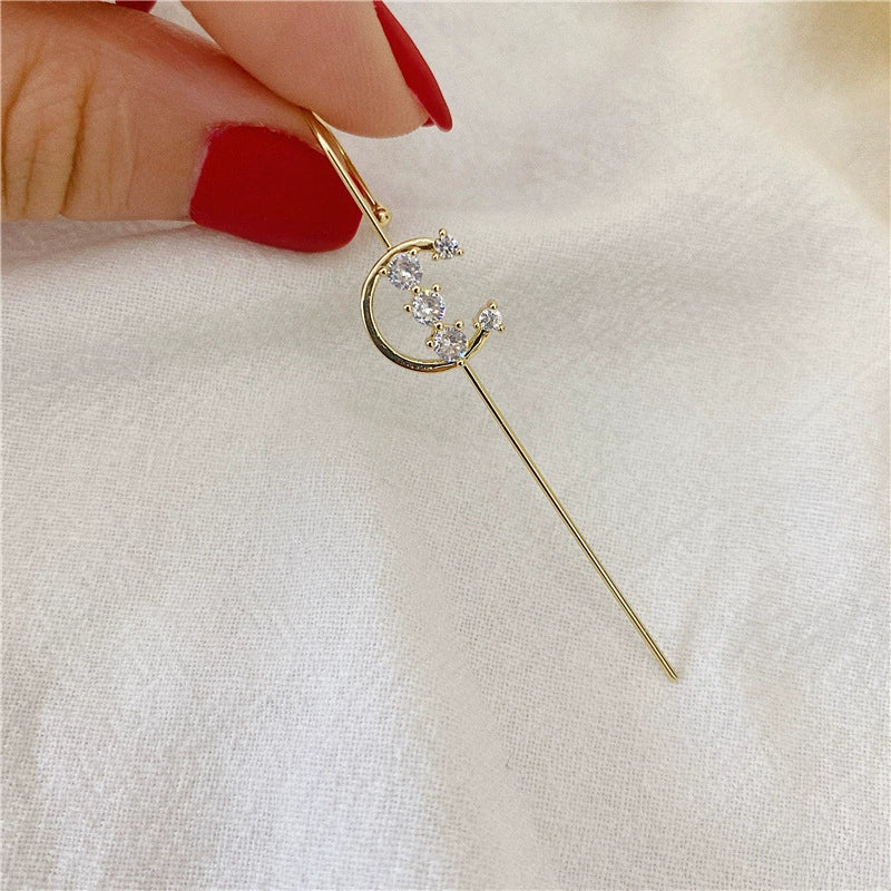 Just Lil Things Single Crescent Moon Crystal Drop Earring – One Ear Statement jlt13326