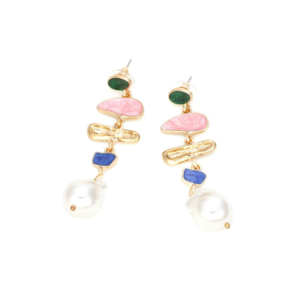 Just Lil Things Golden Geometric Pin Earrings with Mini Bag Design jlt13333