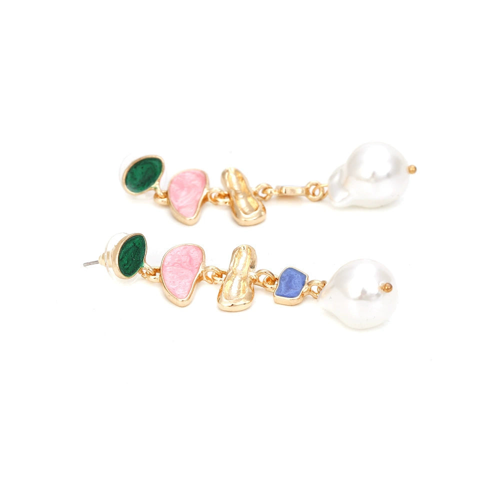 Just Lil Things Golden Geometric Pin Earrings with Mini Bag Design jlt13333
