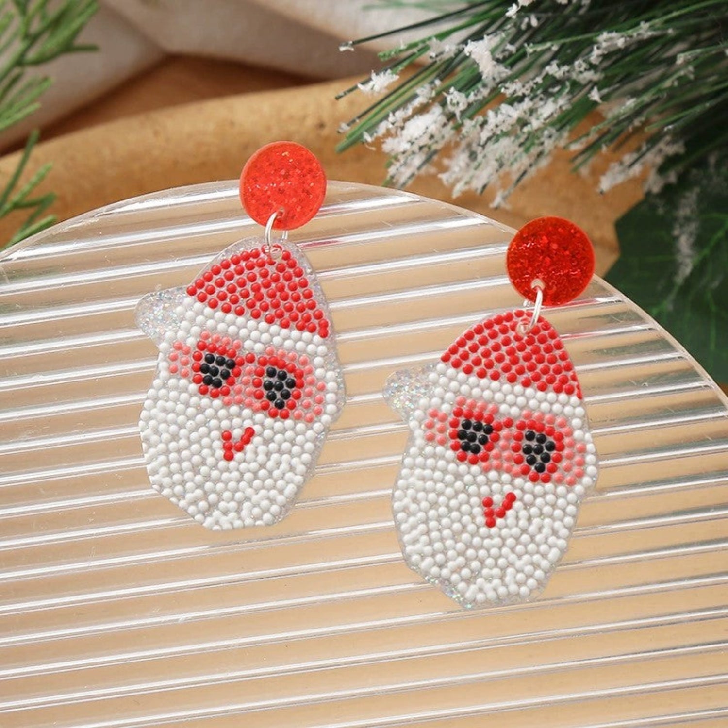 Just Lil Things Santa Face Earrings with Glitter Studs jlt13345