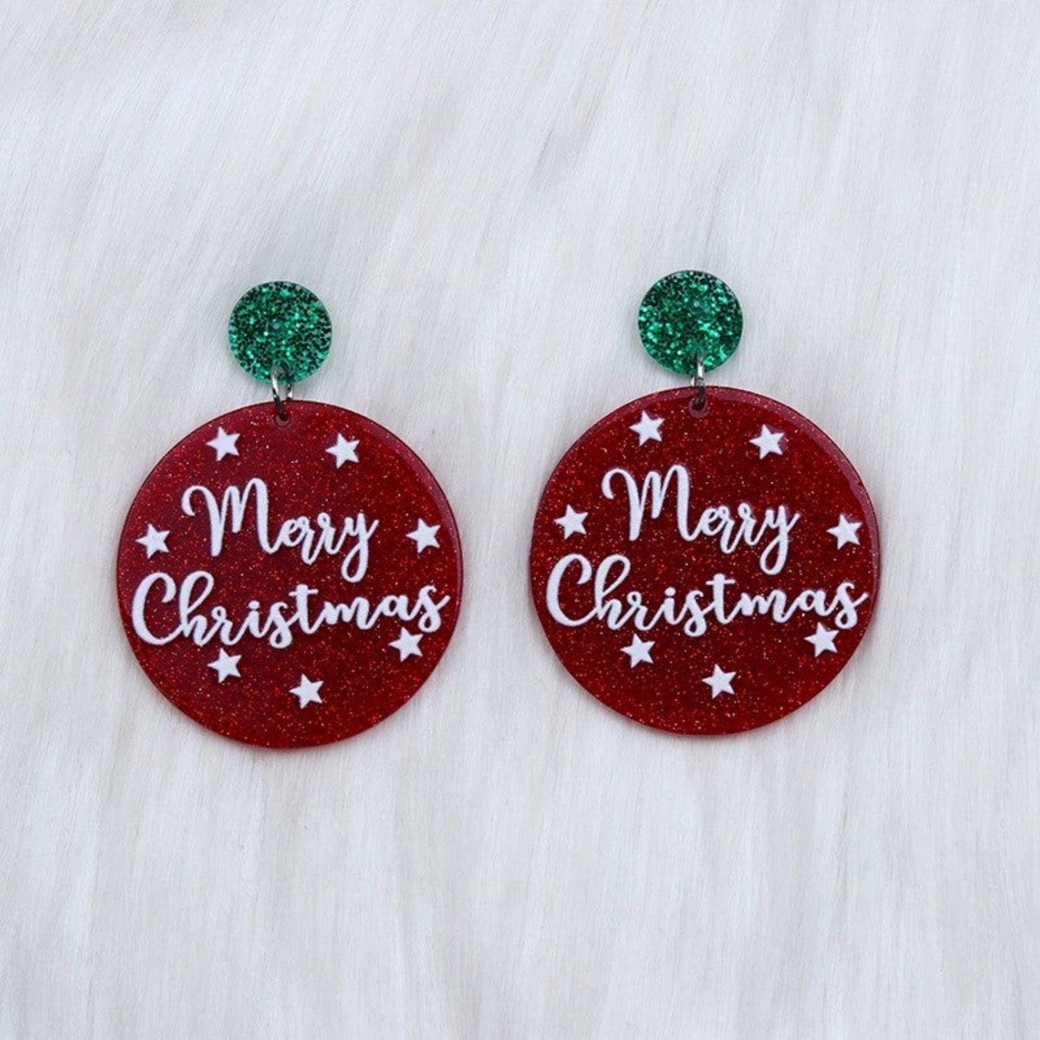 Just Lil Things Merry Christmas Glitter Earrings jlt13346