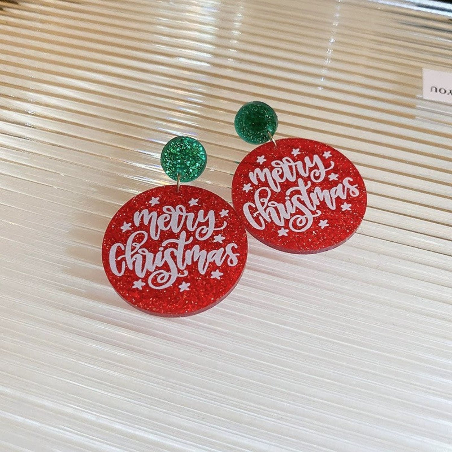 Just Lil Things Merry Christmas Glitter Earrings jlt13346