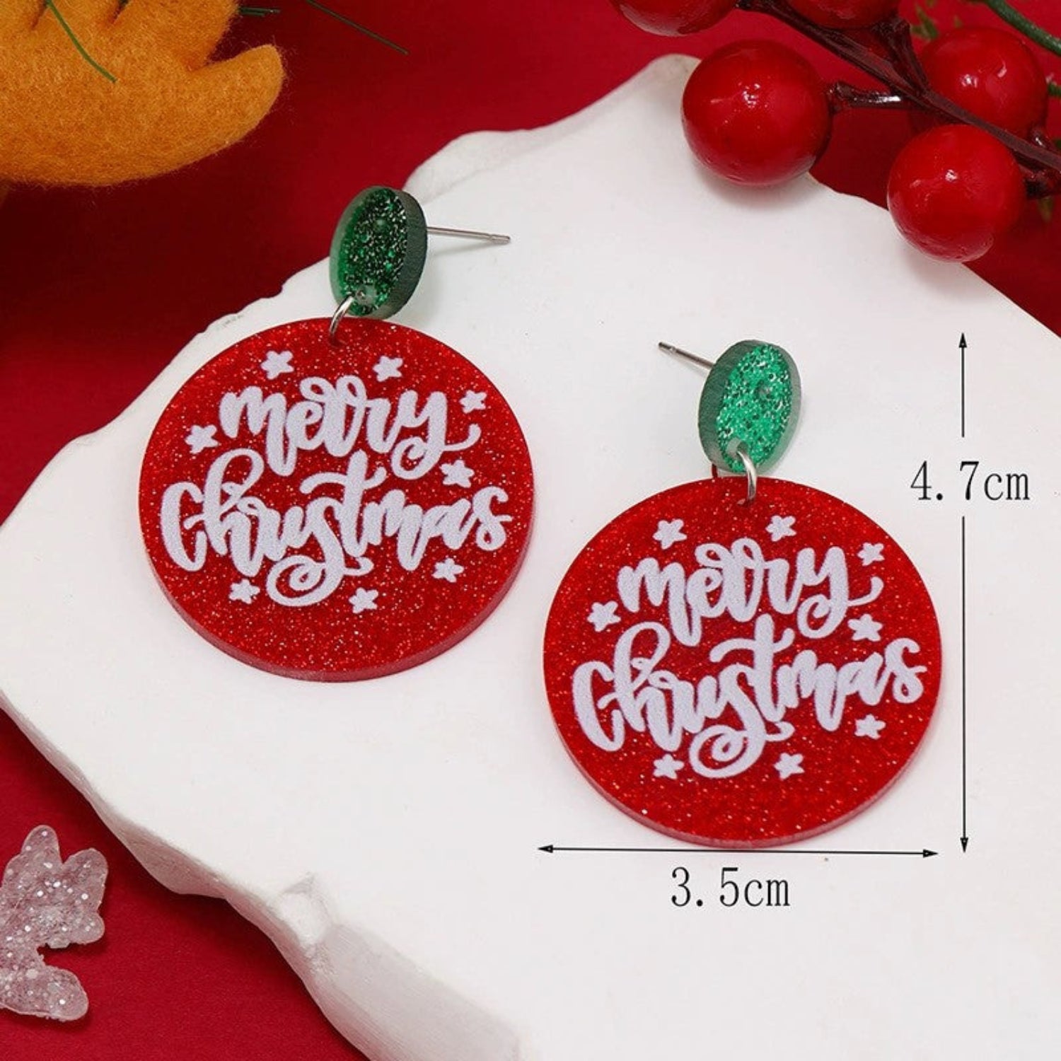 Just Lil Things Merry Christmas Glitter Earrings jlt13346