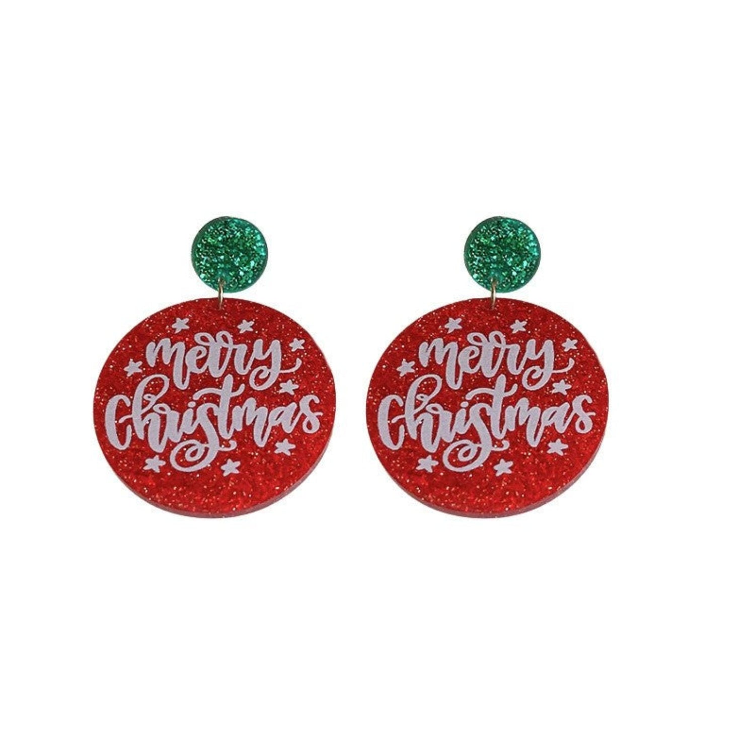 Just Lil Things Merry Christmas Glitter Earrings jlt13346