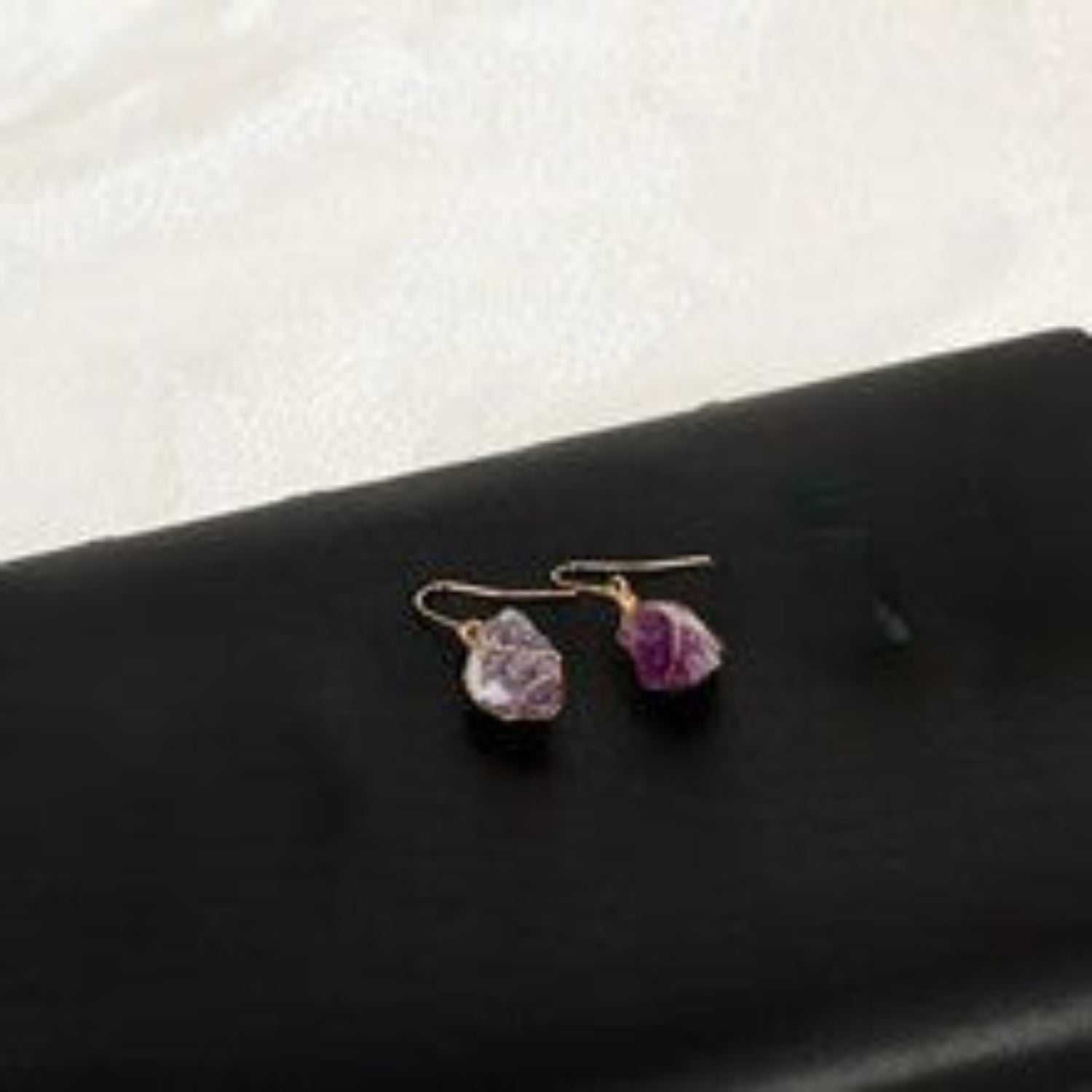 Just Lil Things Raw Amethyst Stone Drop Earring jlt13360