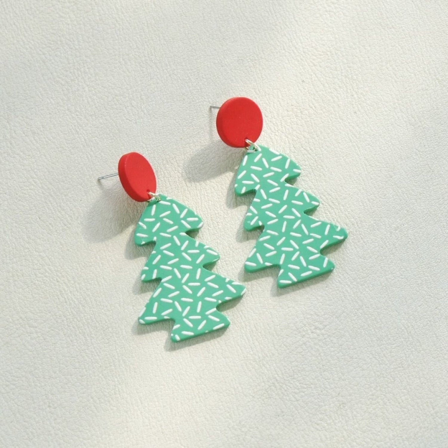 Just Lil Things Mint Christmas Tree Earrings with Red Studs jlt13364