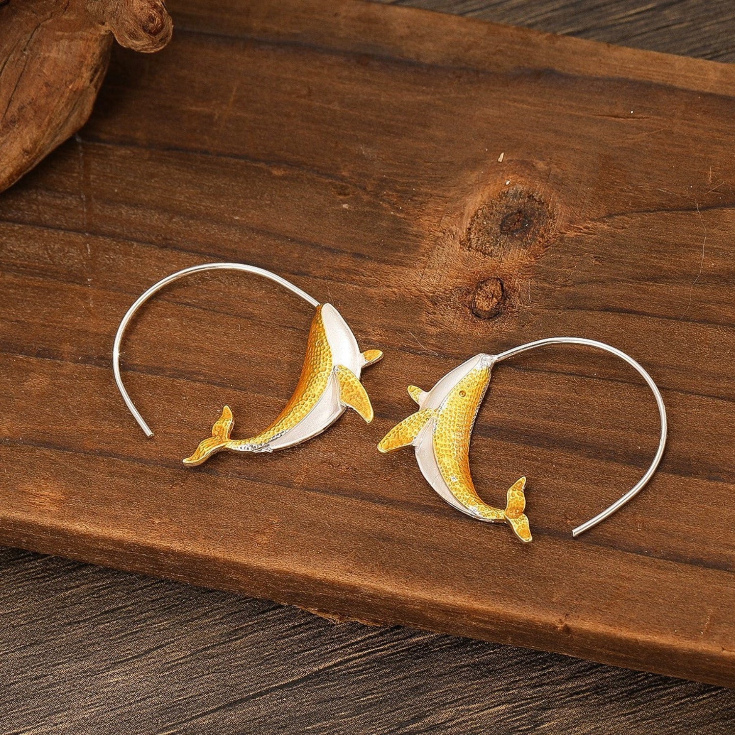 Just Lil Things Golden Koi Fish Loop Earrings jlt13367