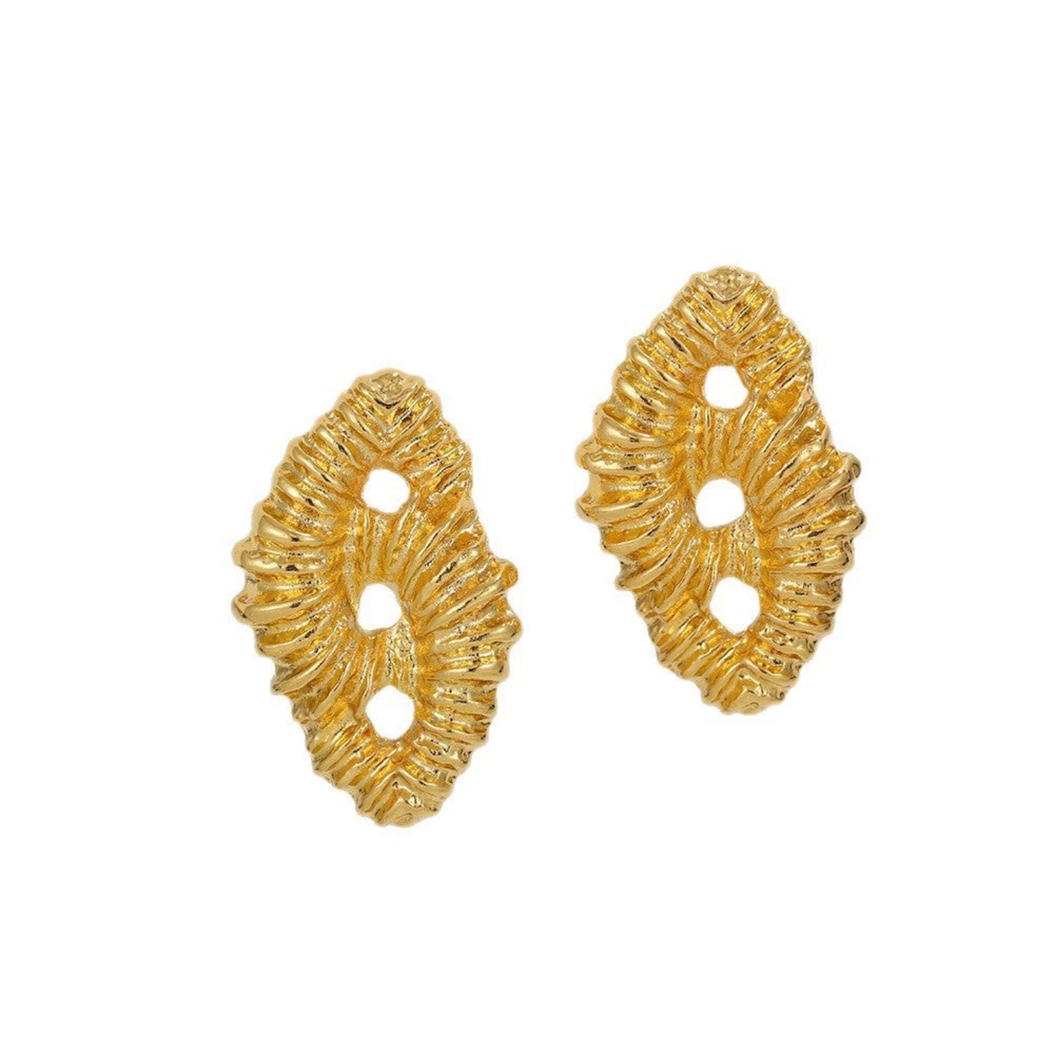 Just Lil Things Golden Coral Textured Statement Earrings jlt13368