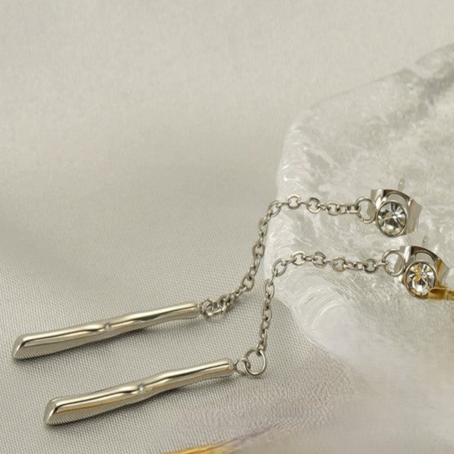 Just Lil Things Silver Grace Drop Chain Earrings jlt13369
