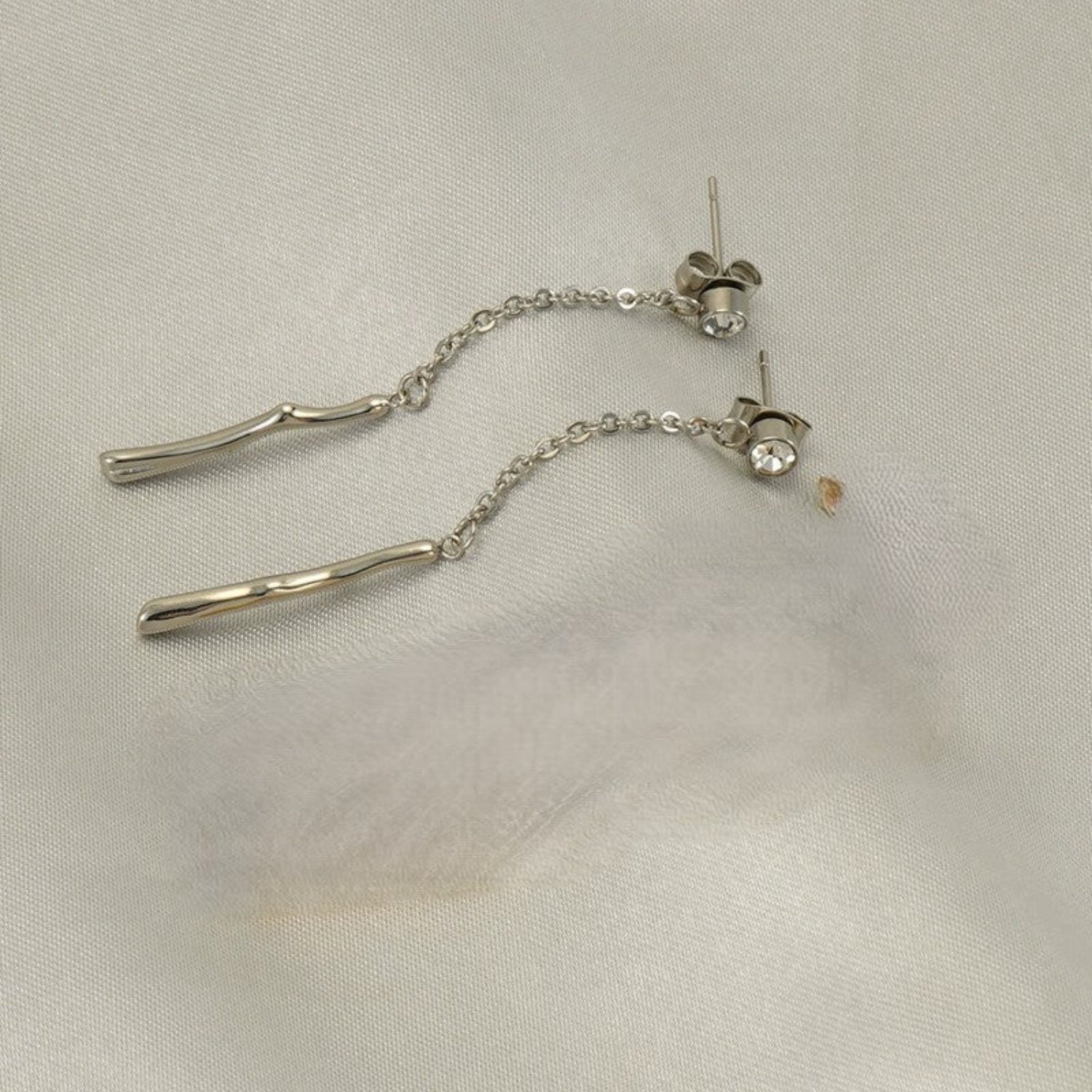 Just Lil Things Silver Grace Drop Chain Earrings jlt13369