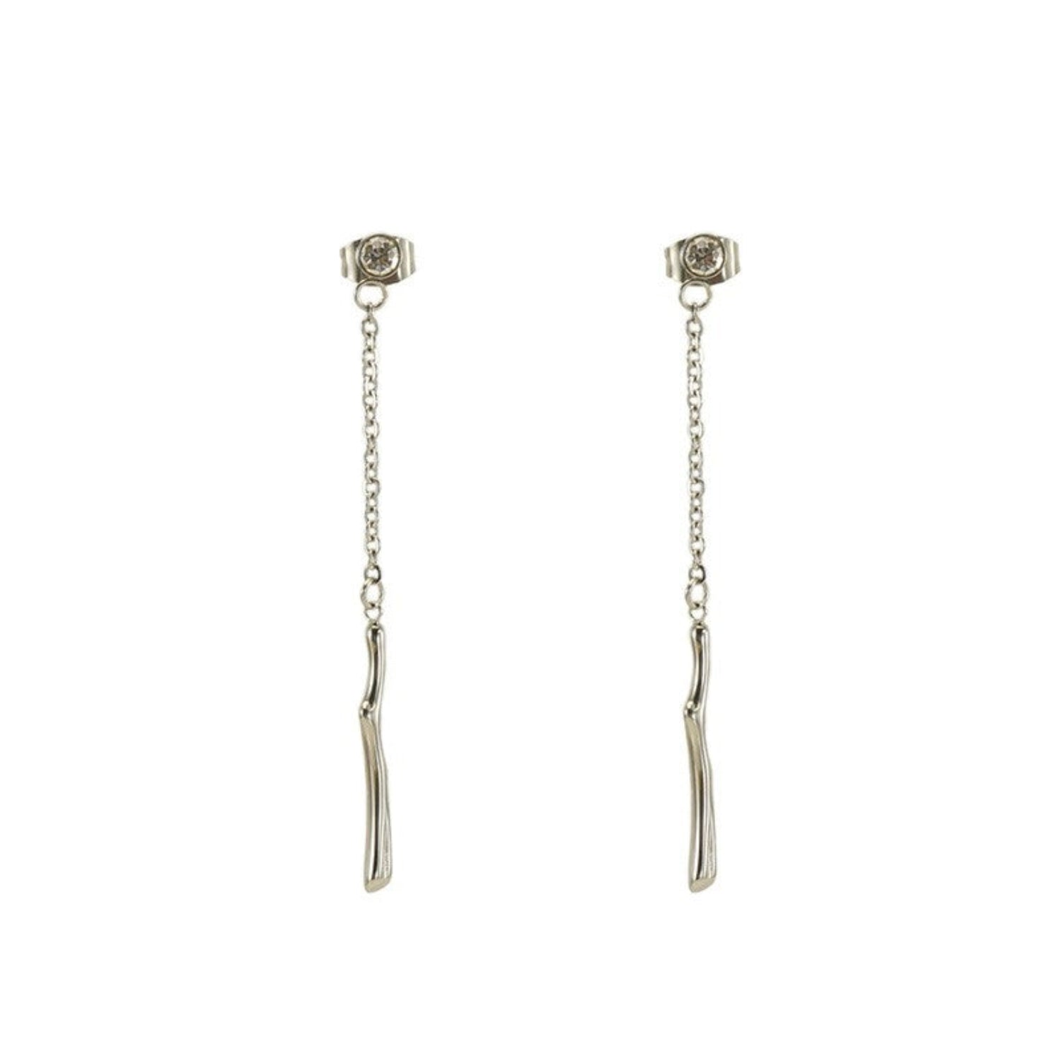 Just Lil Things Silver Grace Drop Chain Earrings jlt13369