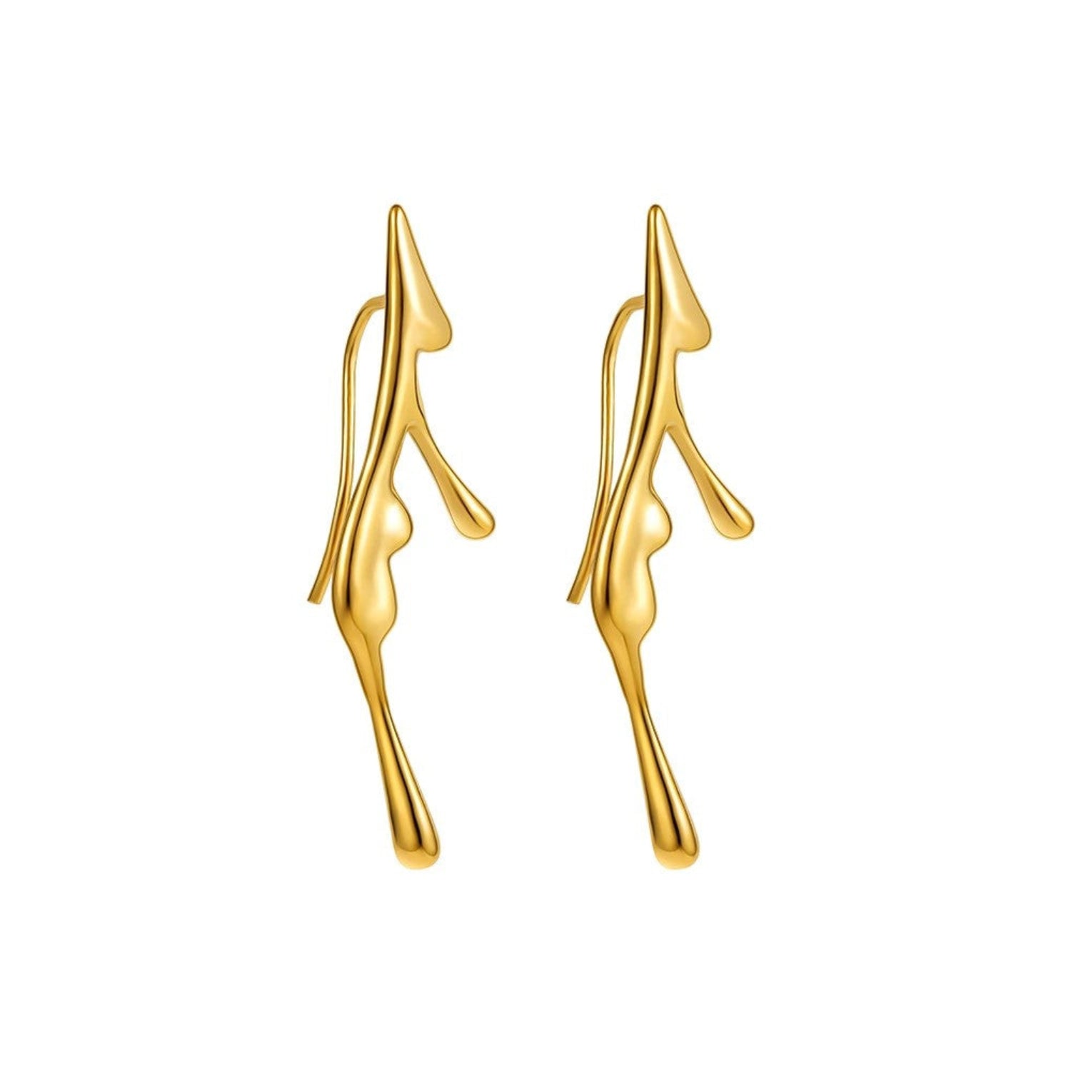Just Lil Things Golden Fluid Abstract Earrings jlt13370
