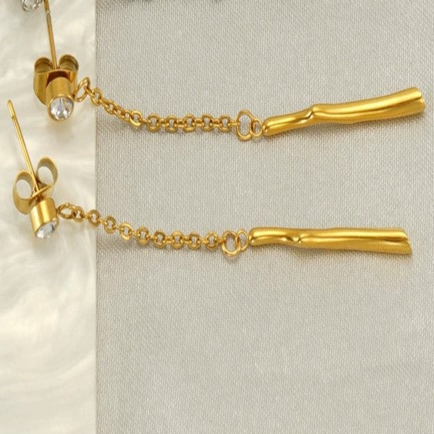 Just Lil Things Gold Drop Chain Earrings with Crystal Studs jlt13375