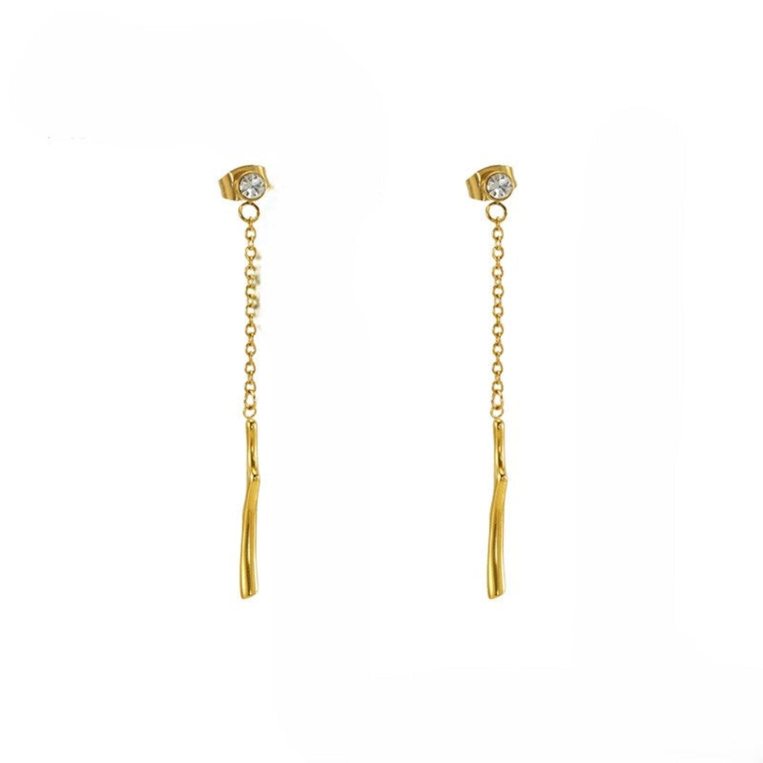 Just Lil Things Gold Drop Chain Earrings with Crystal Studs jlt13375
