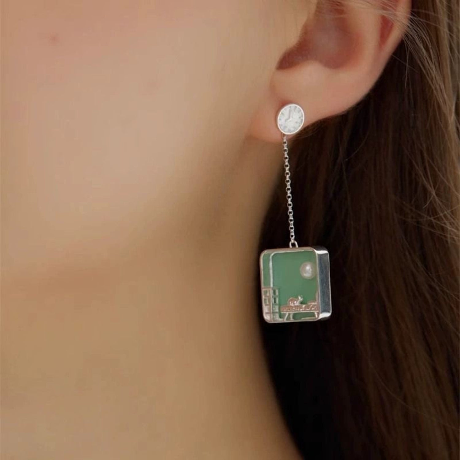 Just Lil Things Green Dreamland Silver Drop Earrings jlt13380