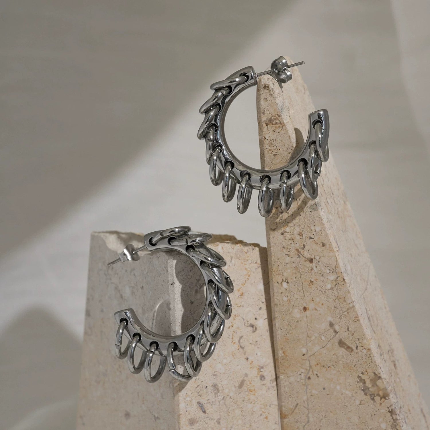 Just Lil Things Chunky Silver Chain-Link Hoop Earrings jlt13383
