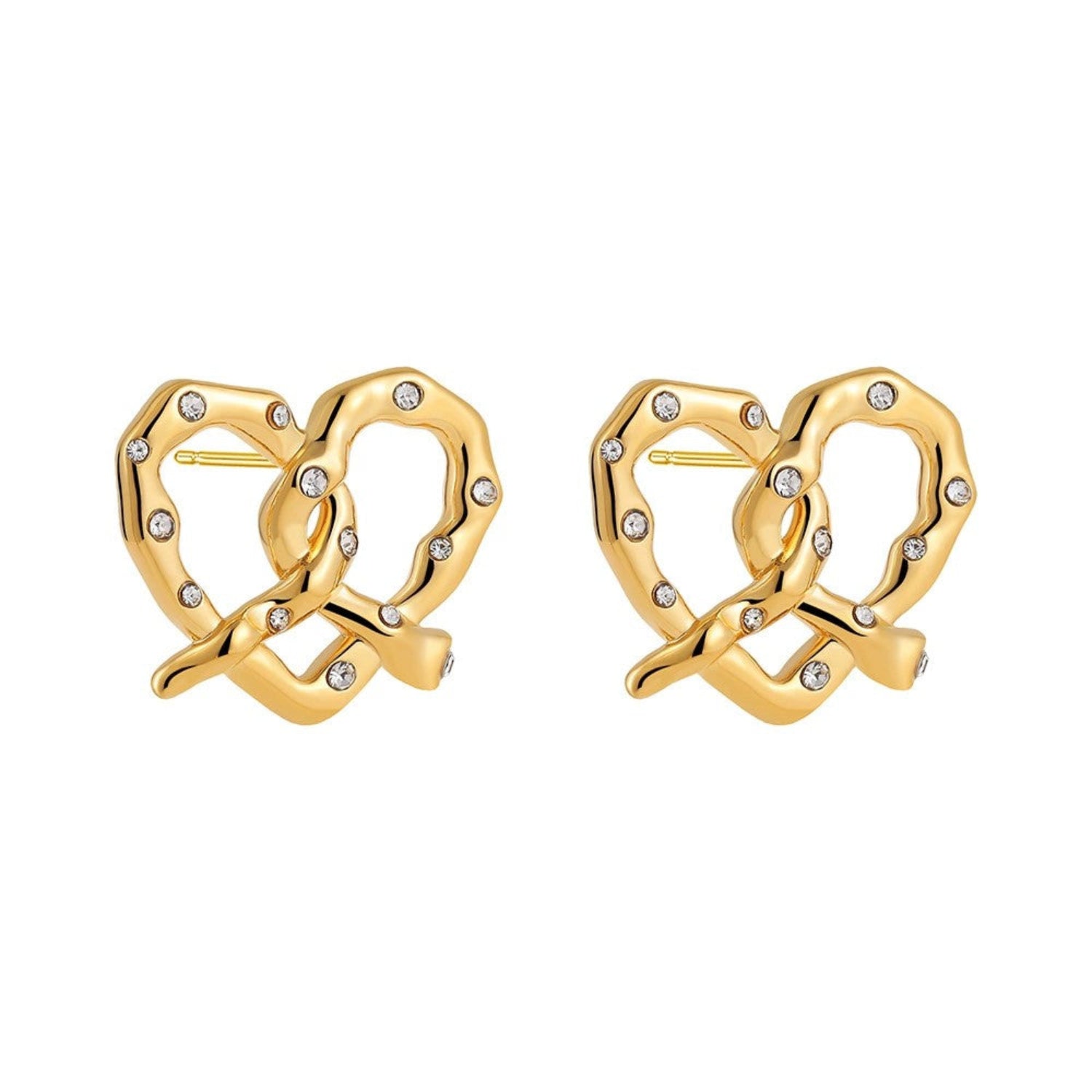 Just Lil Things Twisted Gold Pretzel Stud Earrings jlt13384