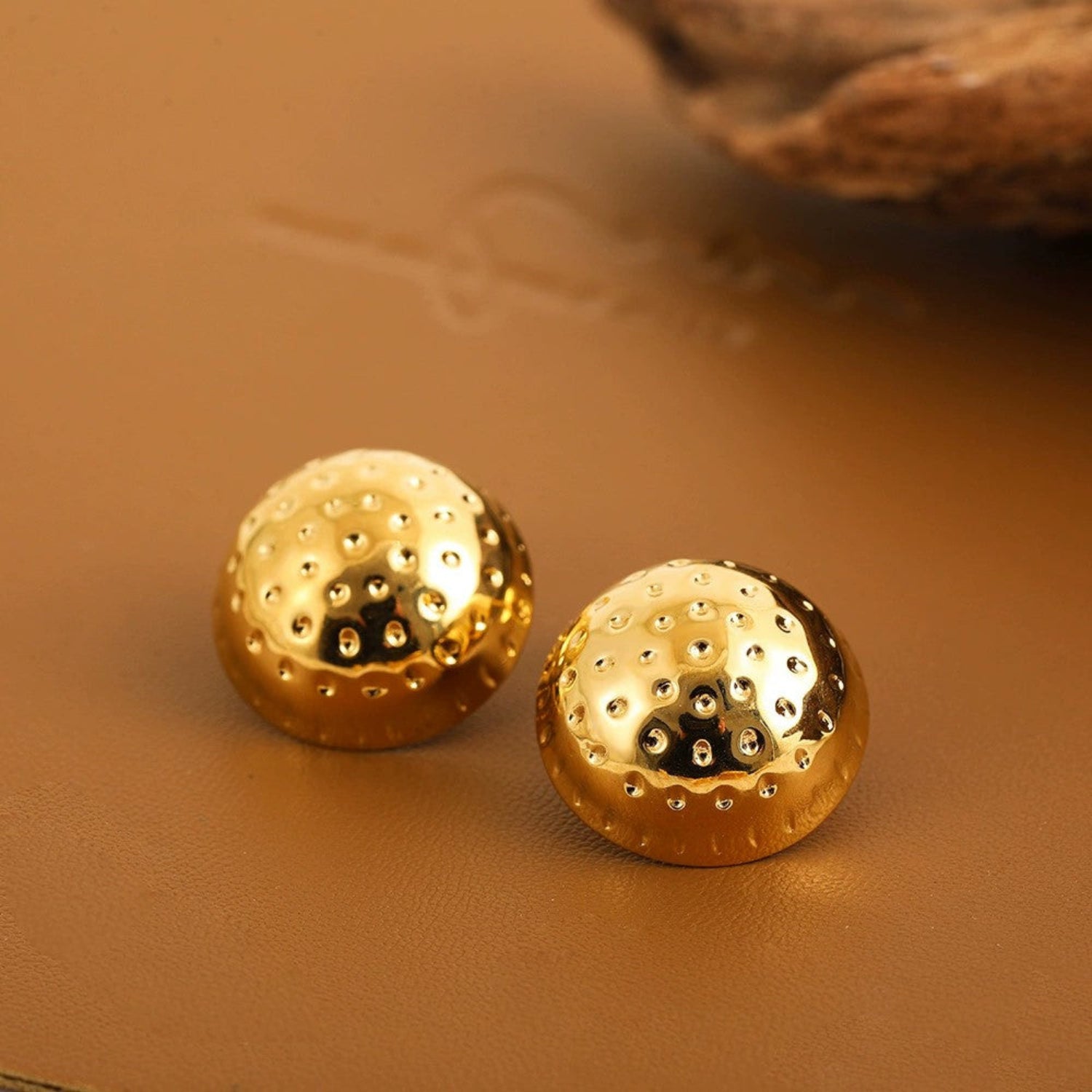 Just Lil Things Textured Dome Gold Stud Earrings jlt13385