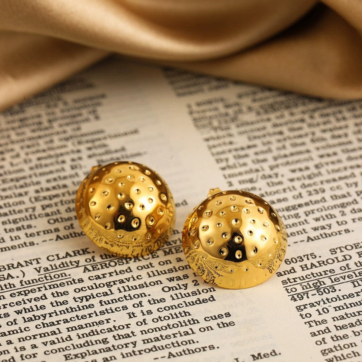 Just Lil Things Textured Dome Gold Stud Earrings jlt13385
