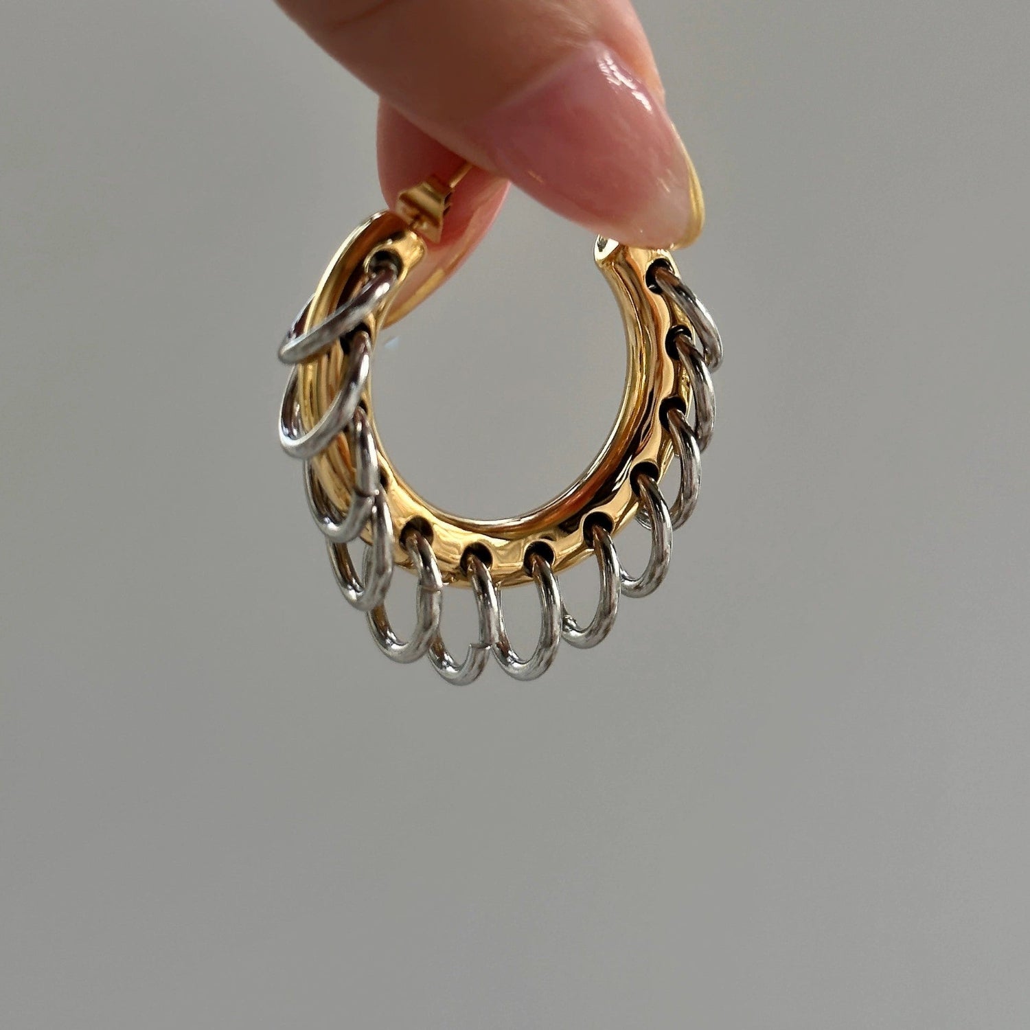 Just Lil Things Dual-Tone Link Hoop Earrings jlt13389
