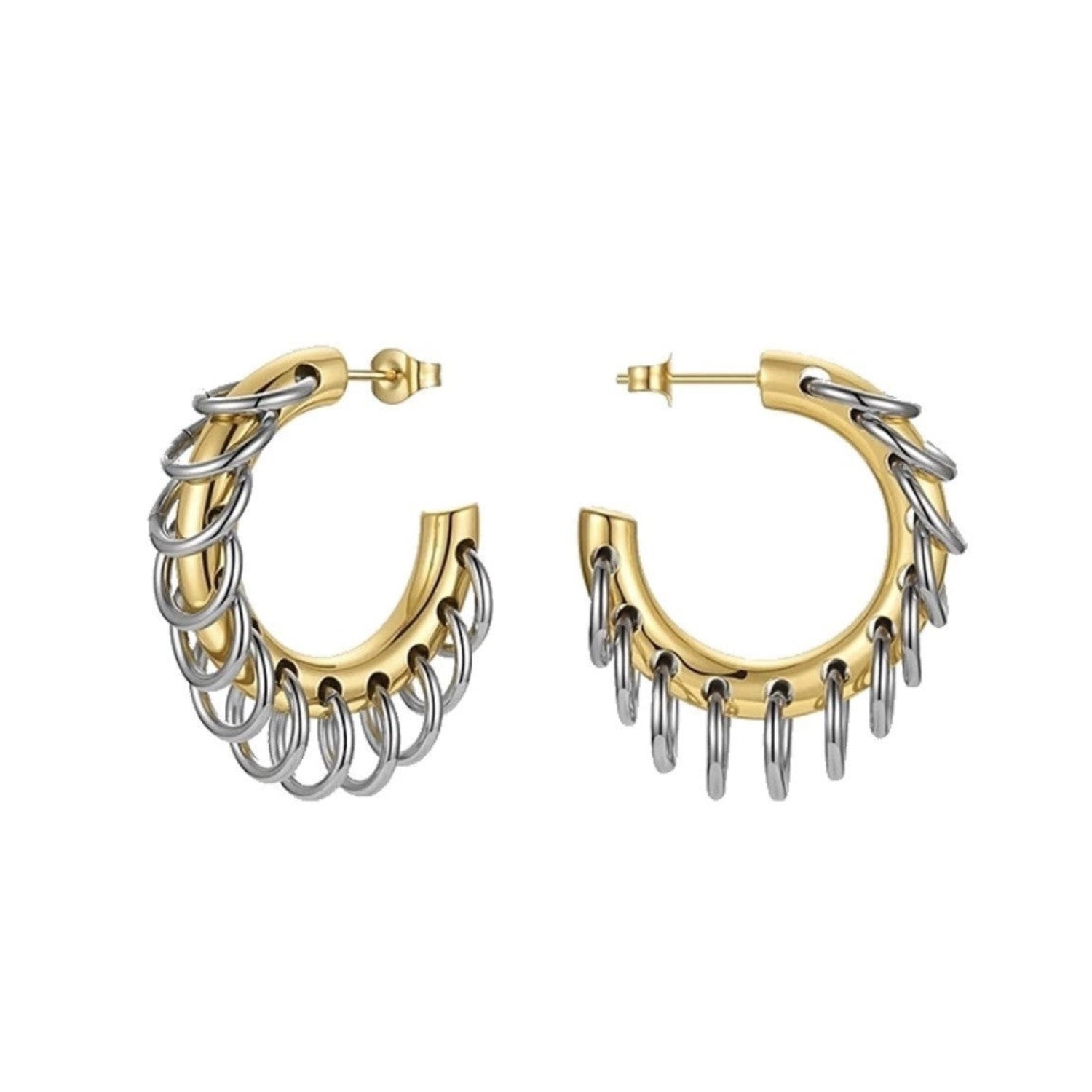 Just Lil Things Dual-Tone Link Hoop Earrings jlt13389