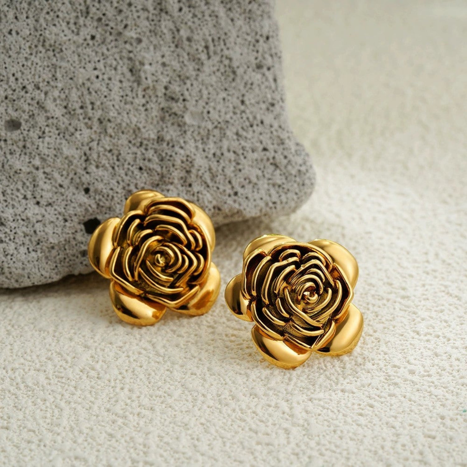 Just Lil Things Golden Bloom Rose Stud Earrings jlt13391