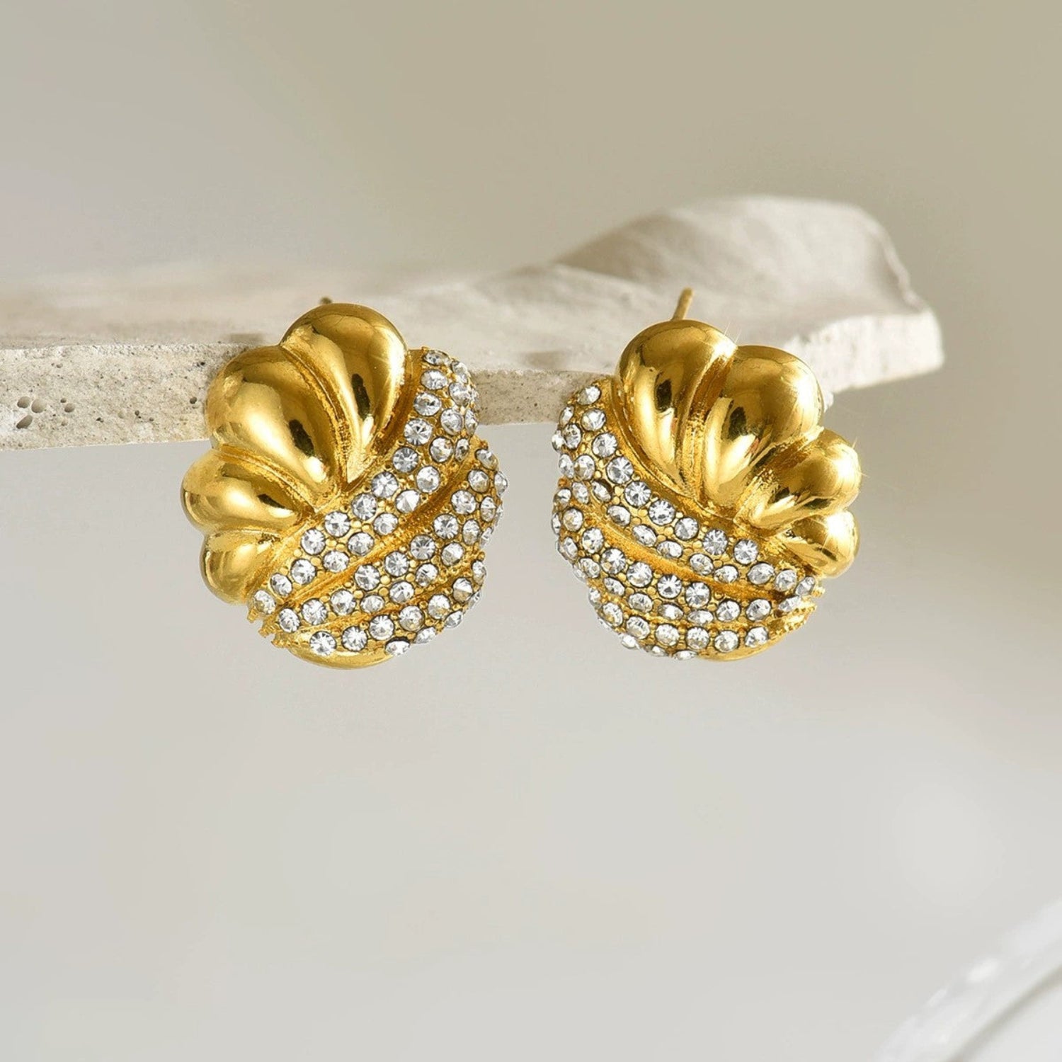 Just Lil Things Golden Luxe Crystal Swirl Stud Earrings jlt13392