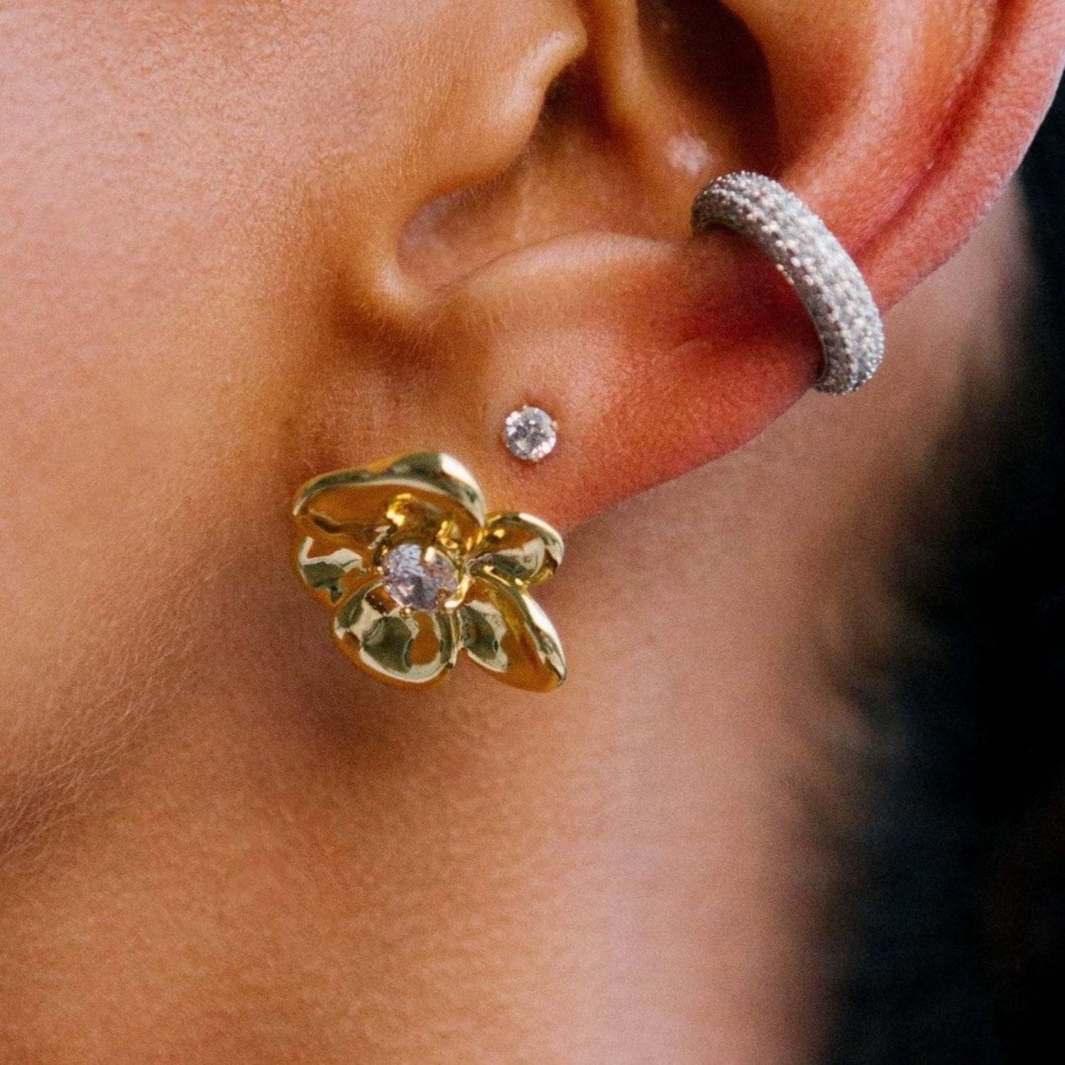 Just Lil Things Golden Bloom Crystal Studs jlt13395